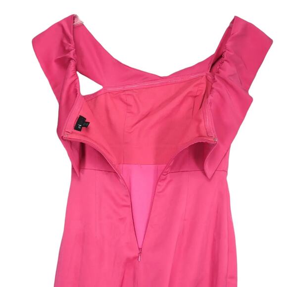 Revolve NBD Hot Pink Satin Bodycon Cocktail Mini Dress, Size XXS Off-Shoulder - Picture 5 of 7